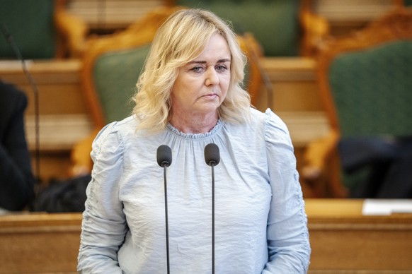 epa11702954 Mona Juul of The Conservative Party during Prime Minister's question time in the Danish Parliament (Folketinget) at Christiansborg Castle in Copenhagen, Denmark, 05 November 2024. EPA ...