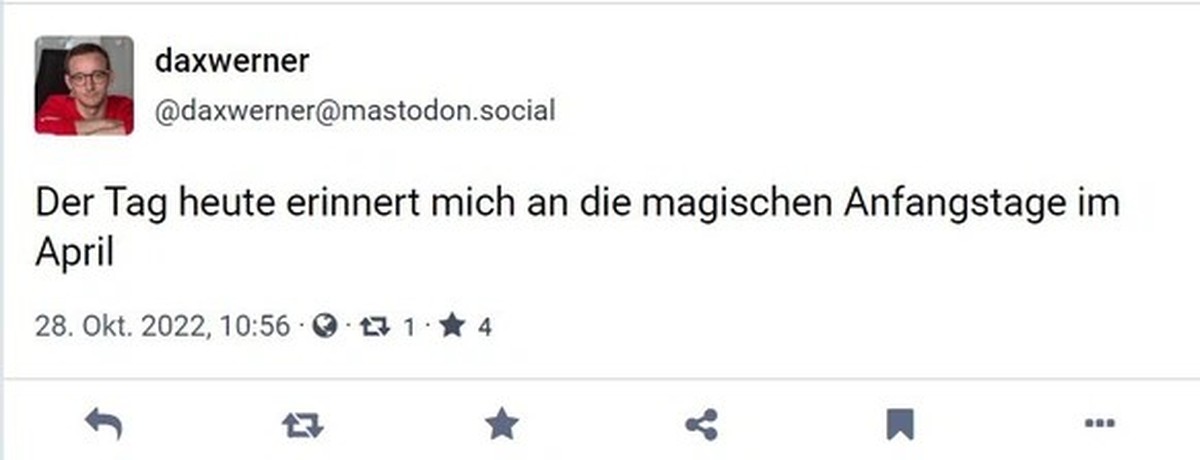 Bei Mastodon-Pioneer Dax Werner kommen gerade nostalgische Gefühle hoch. bild: screenshot mastodon