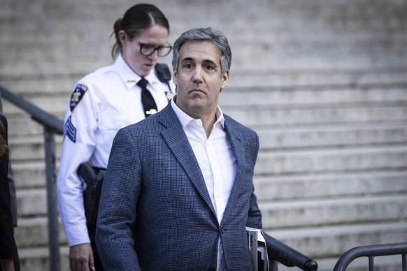 Michael Cohen leaves the civil business fraud trial of former President Donald Trump at New York Supreme Court, Tuesday, Oct. 24, 2023, in New York. (AP Photo/Stefan Jeremiah)