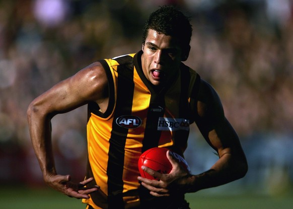 LAUNCESTON, TAS - JUNE 18: Lance Franklin of the Hawks in action during the round 12 AFL match between the Hawthorn Hawks and the Richmond Tigers at Aurora Stadium on June 18, 2006 in Launceston, Aust ...