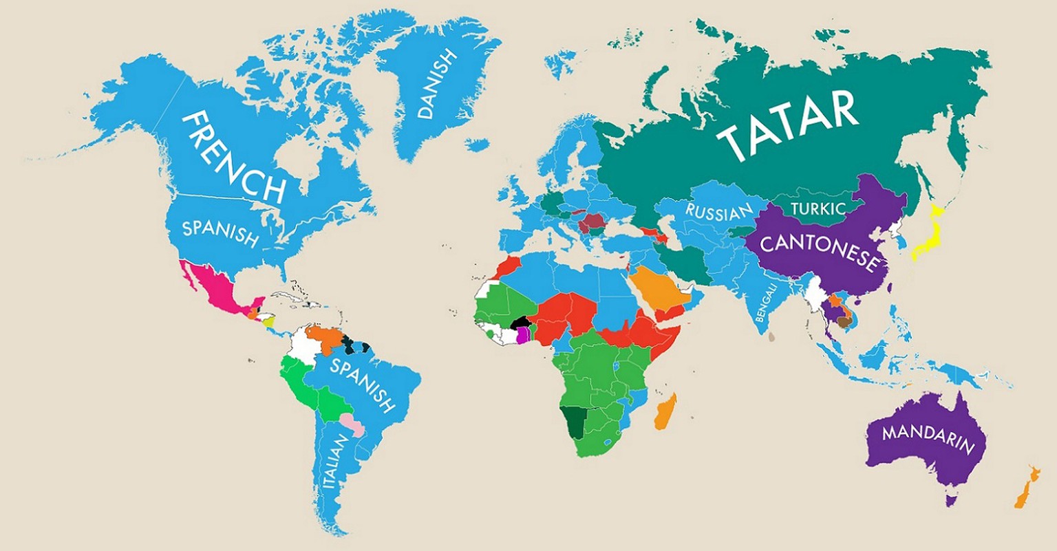 So spricht die Welt, wenn man in jedem Land die Landessprache weglässt. (Alle Grafiken lassen sich mit einem Klick auf das Bild vergrössern)