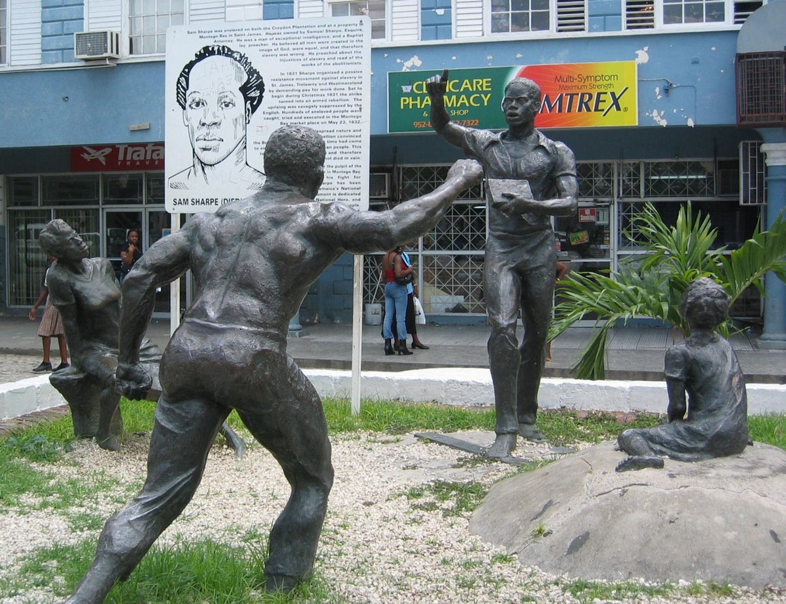 Statue des Nationalhelden Samuel Sharpe in Montego Bay, Jamaika. 
https://commons.wikimedia.org/wiki/File:Samsharpe.JPG?uselang=de