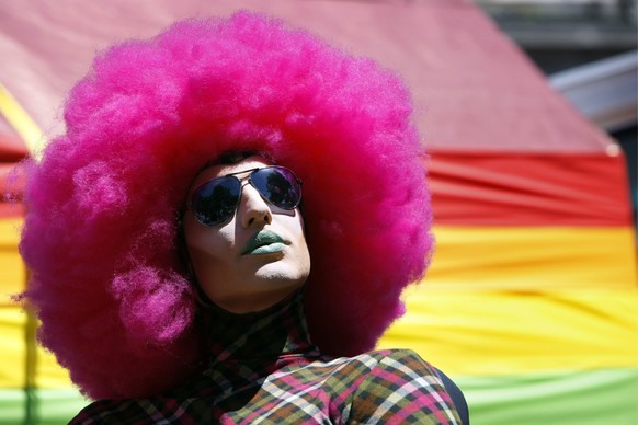 Die "Zurich Pride Festival"- Demonstrations-Parade zieht entlang dem Seebecken am Samstag, 5. Juni 2010 in Zuerich. Festival sowie die Parade stehen unter dem Motto "Do Ask - Do Tell&qu ...