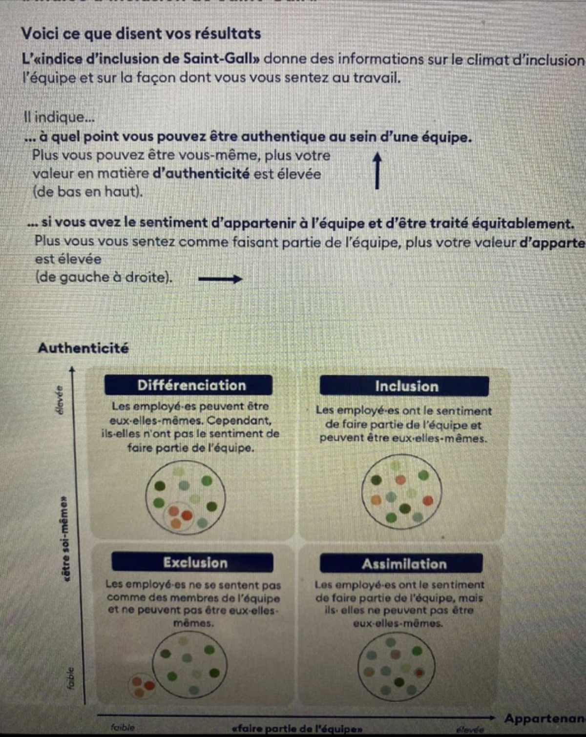 Extrait du questionnaire «Diversité et Inclusion».
