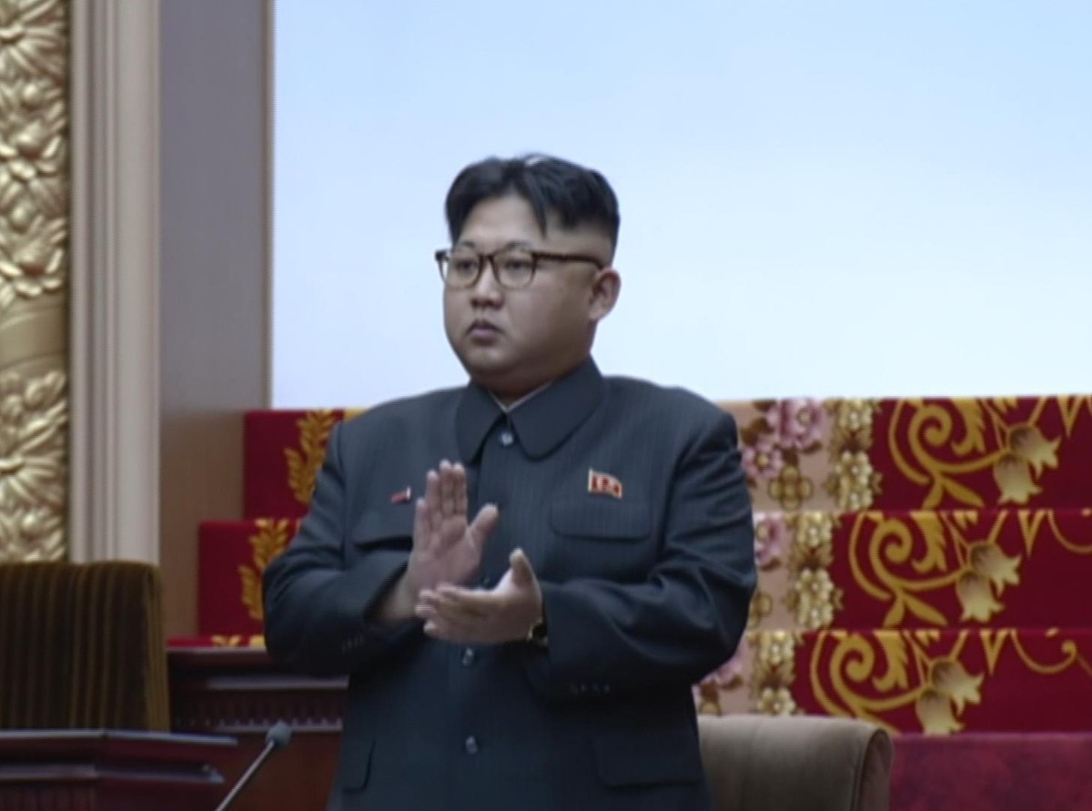 North Korea's leader Kim Jong Un reacts as the Supreme People's Assembly is convened Wednesday June 29, 2016, in Pyongyang, North Korea. that is expected to follow up on the first congress o ...