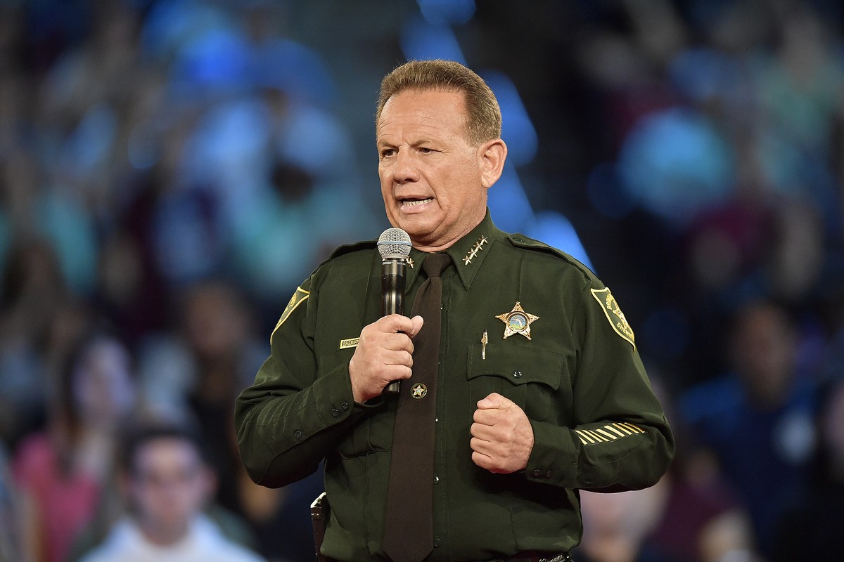 Broward County Sheriff Scott Israel speaks before a CNN town hall broadcast, Wednesday, Feb. 21, 2018, at the BB&amp;T Center, in Sunrise, Fla. (Michael Laughlin/South Florida Sun-Sentinel via AP)