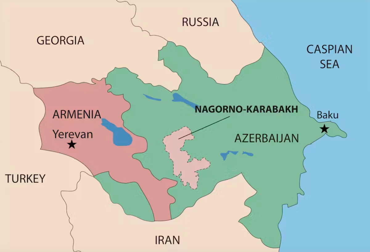 La région montagneuse enclavée du Haut-Karabakh fait l’objet d’un différend territorial de longue date entre l’Azerbaïdjan et l’Arménie.