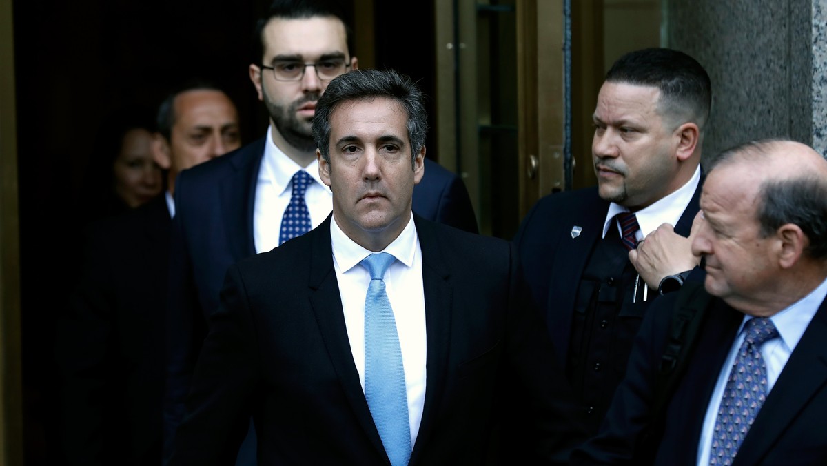 epaselect epa06673879 Attorney Michael Cohen, US President Donald J. Trump's long-time personal attorney exits federal court in New York City, New York, USA, 16 April 2018. Cohen's hotel roo ...