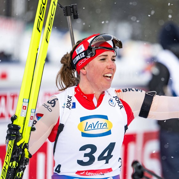 250214 Lena Haecki-gross of Switzerland after competing in women s 7,5 km sprint during the IBU Biathlon World Championships on February 14, 2025 in Lenzerheide. Photo: Petter Arvidson / BILDBYRAN / k ...