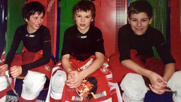 Nico Hischier und Aaron Schnydrig und Yves Brantschen als Kinder