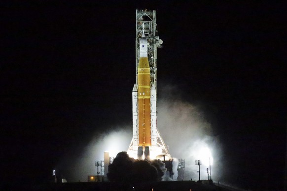 NASA's new lunar rocket lifts off from Launch Pad 39B at the Kennedy Space Center in Cape Canaveral, Florida, Wednesday, November 16, 2022. This launch is the first test flight of the Artemis program.  (AP photo...