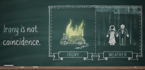 Weird Al Yankovic - Word Crimes ... and an Alanis Morisette nudge. 
https://www.youtube.com/watch?v=8Gv0H-vPoDc