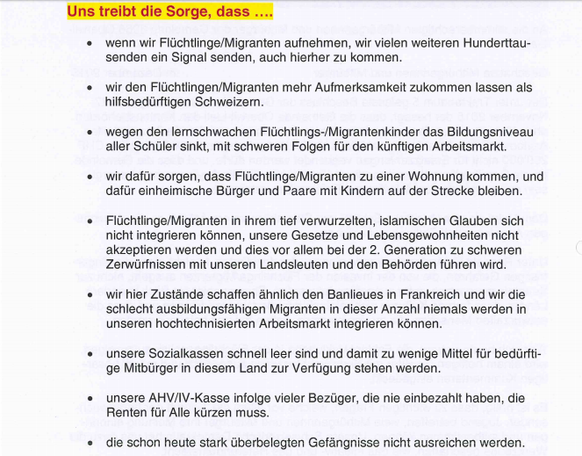 Auszüge aus dem Schreiben des Referundumskomitees.