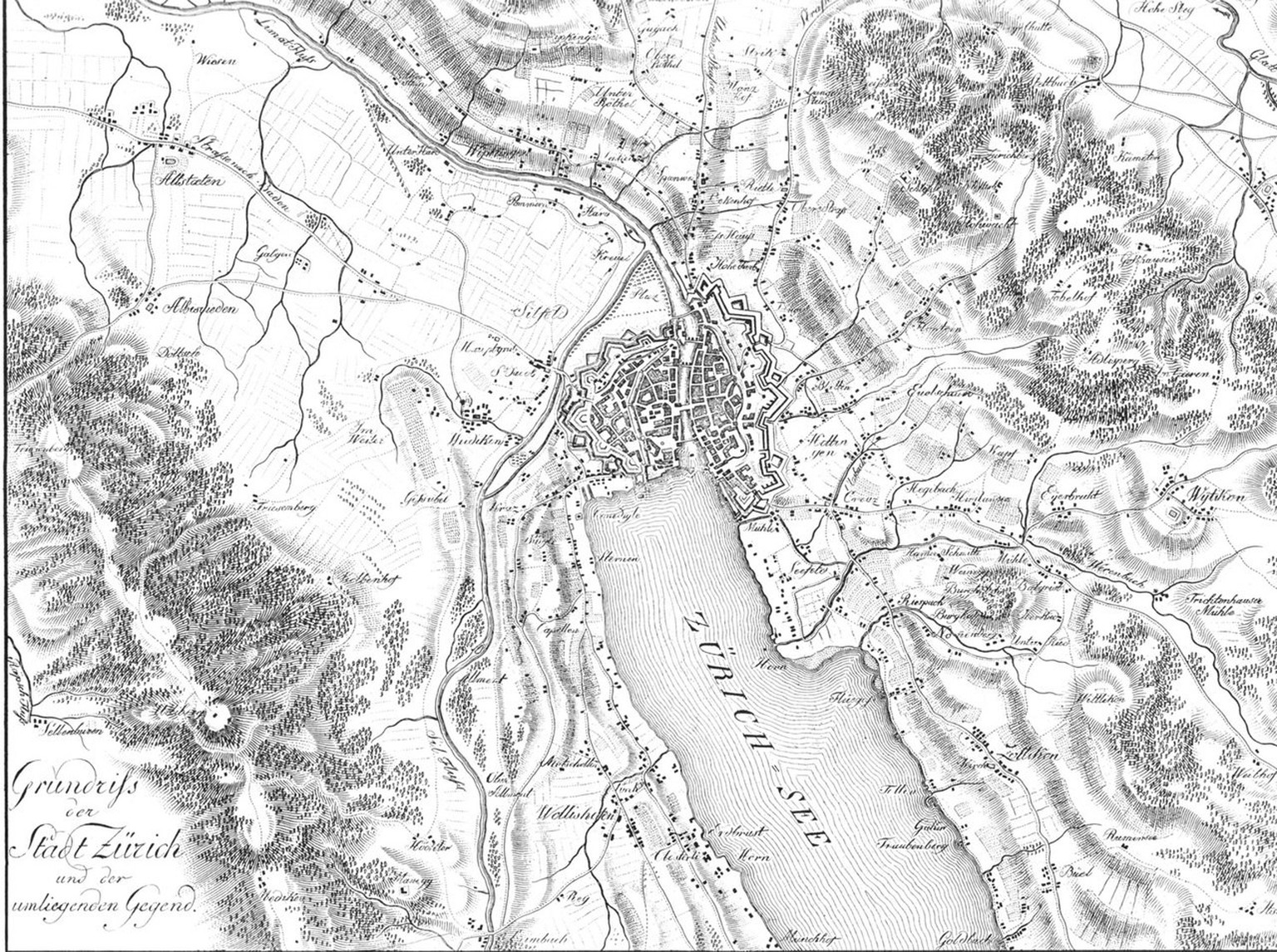 Karte von Zürich und Umgebung aus dem Jahr 1800
https://de.wikipedia.org/wiki/Aussersihl#/media/Datei:Karte_Zurich_1800.jpg