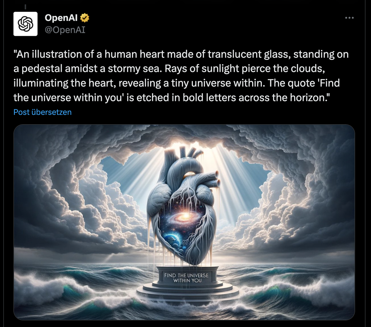 Tweet zum neuen KI-Bildgenerator DALL-E 3 von OpenAI.