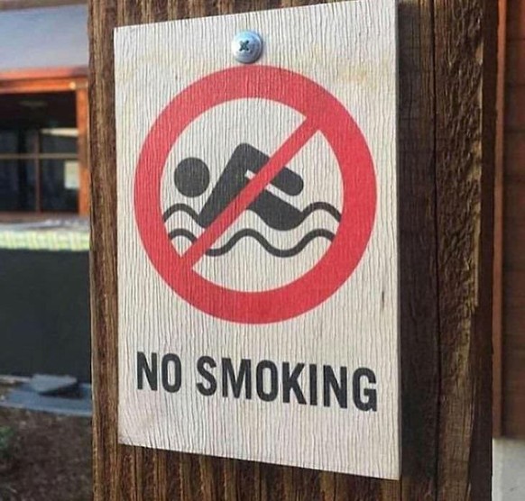 Faildienstag: Falsches Schild mit rauchen und schwimmen