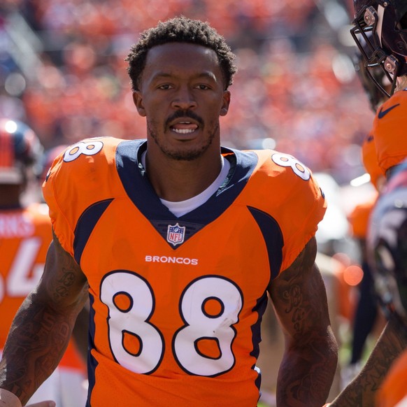 September 09, 2018: Denver Broncos wide receiver Demaryius Thomas (88) during the first quarter of an NFL American Football Herren USA matchup between the Seattle Seahawks and the Denver Broncos at Br ...