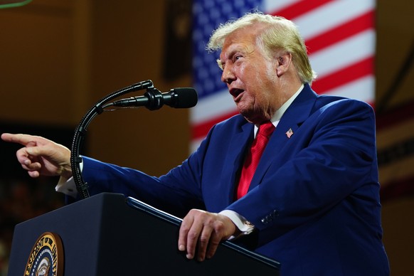 President Donald Trump speaks at Wheeler High School, Wednesday, July 22, 2026, in Marietta, Ga. (AP Photo/Julia Demaree Nikhinson)
Donald Trump