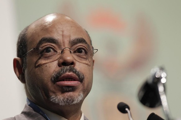 epa03366393 (FILE) A file photo dated 06 December 2011 shows Meles Zenawi, Prime Minister of Ethiopia speaking during the opening plenary session of the High Level Segment of the COP 17 / CMP 7 United ...