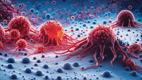 Krebszellen unter dem Elektronenmikroskop.