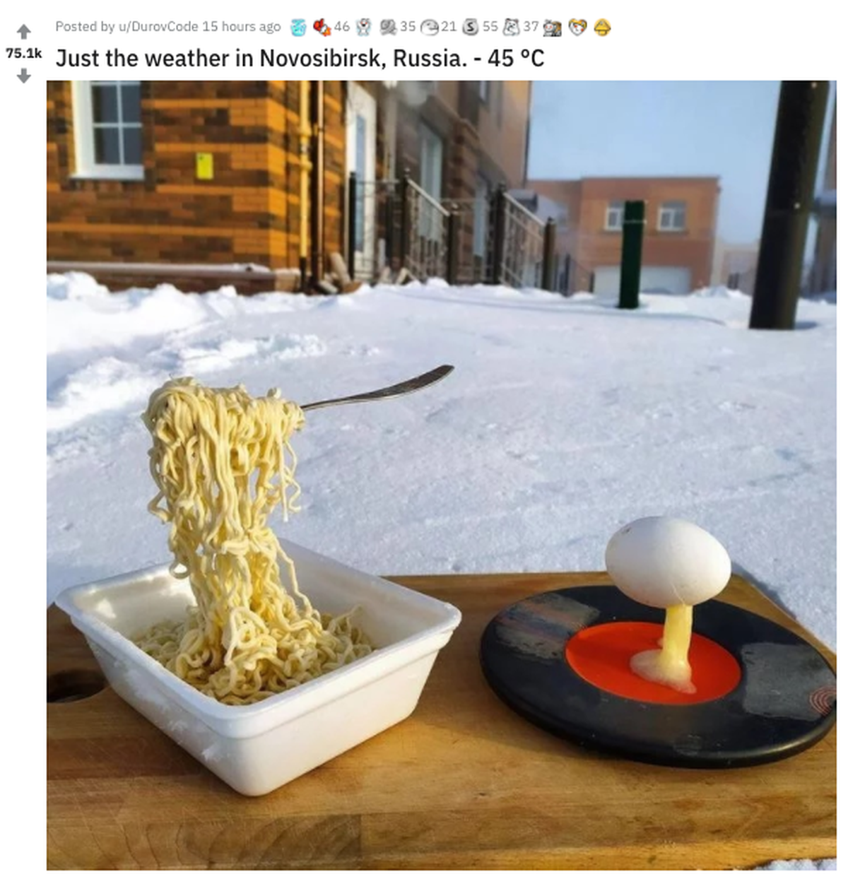 Cold weather in Novosibirsk, Russia.