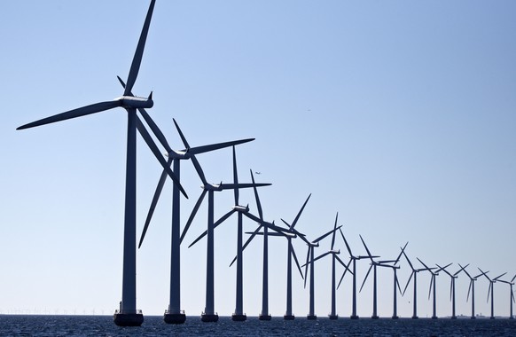 FILE - This September 9. 2013 shows wind turbines at Flakfortet near Copenhagen. The EU&#039;s antitrust chief, Margrethe Vestager, said Tuesday March 28, 2017 that the bloc’s executive Commission has ...