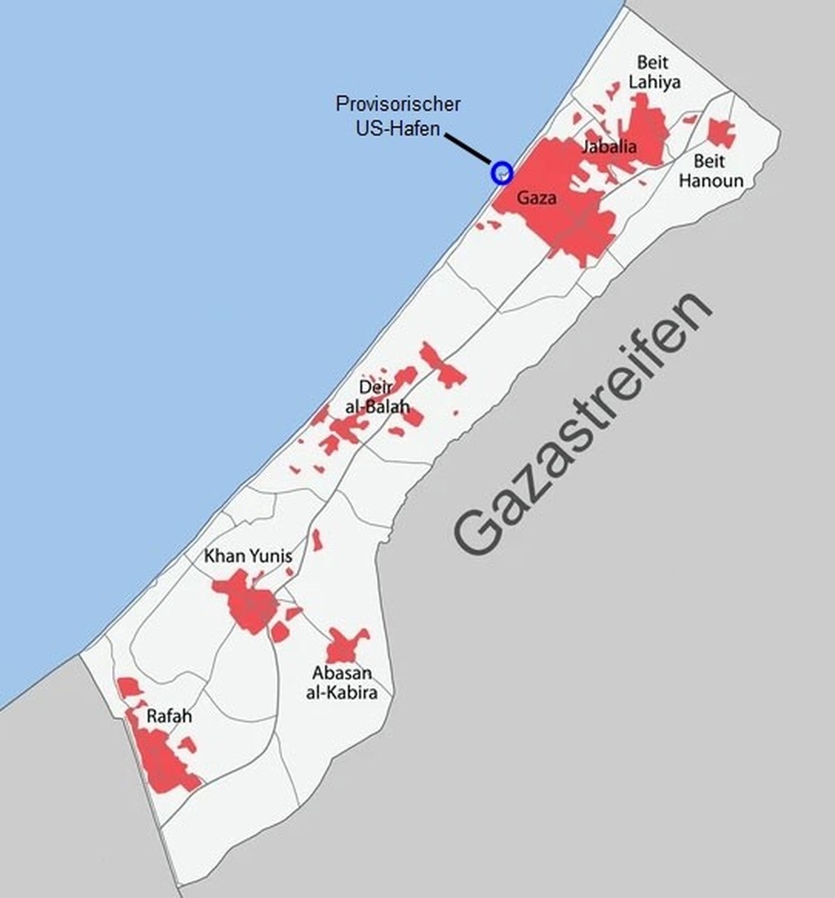 US-Pier an der Küste des Gazastreifens.