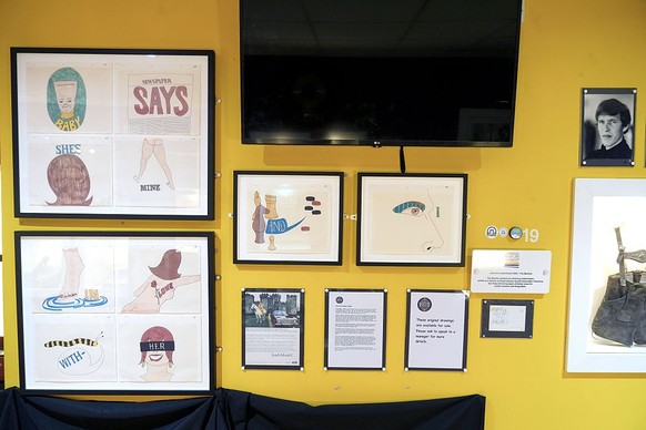 Drawings created by John Lennon and artist Stephen Verona which were used in a promotional film to accompany the Beatles hit I Feel Fine in the 1960s, are on display at the Liverpool Beatles Museum. ( ...