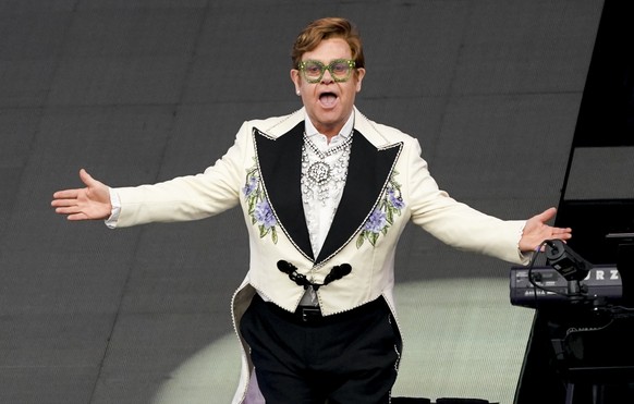 Elton John performs live onstage at BST Hyde Park festival, in London, Friday, June 24, 2022.(AP Photo/Alberto Pezzali)