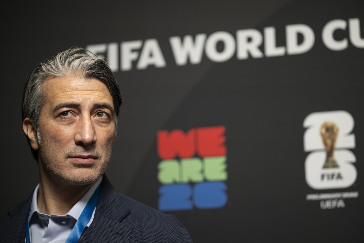Switzerland head coach Murat Yakin speaks on the green carpet before the UEFA Preliminary Draw for the FIFA World Cup 2026, at the FIFA headquarter in Zurich, Switzerland on Friday, December 13, 2024. ...