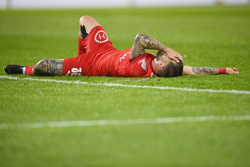 Vaduz� Gabriel Luechinger im Fussball Super League Spiel zwischen dem FC Vaduz und dem Servette FC, am Samstag, 21. Mai 2021, im Rheinpark Stadion in Vaduz. (KEYSTONE/Gian Ehrenzeller)