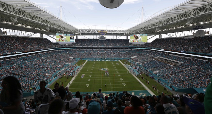FILE - Hard Rock Stadium is seen during the second half of an NFL football game between the Miami Dolphins and the Cleveland Browns, Sunday, Sept. 25, 2016, in Miami Gardens, Fla. There are 23 venues  ...