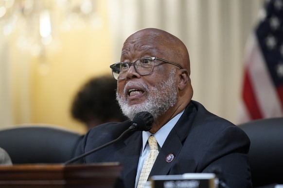 Committee chairman Rep. Bennie Thompson, D-Miss., gives opening remarks as the House select committee investigating the Jan. 6 attack on the U.S. Capitol holds its first public hearing to reveal the f ...