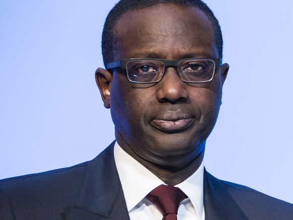 epa08199745 (FILE) Tidjane Thiam, CEO Credit Suisse, during an extraordinary general assembly in Bern, Switzerland, 19 November 2015 (reissued 07 February 2020). Credit Suisse&#039;s chief executive T ...