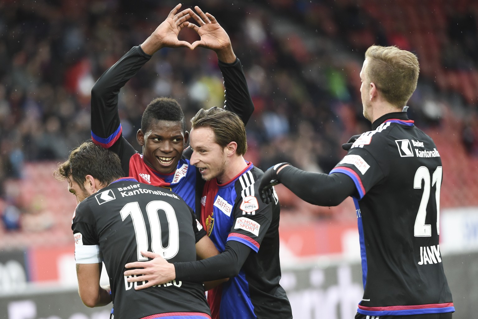 Wer hat noch nicht, wer will nochmal? Delgado (8 Tore), Embolo (7), Zuffi (4) und Janko (16) haben ihren Anteil an der starken Tordifferenz ihres FC Basel.