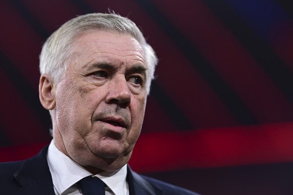 Real Madrid&#039;s head coach Carlo Ancelotti arrives prior to the start of the Champions League semifinal first leg soccer match between Bayern Munich and Real Madrid at the Allianz Arena in Munich,  ...