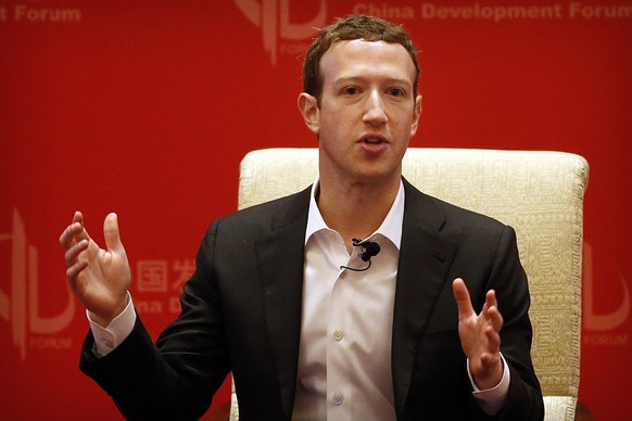 FILE - In this Saturday, March 19, 2016, file photo, Facebook CEO Mark Zuckerberg speaks during a panel discussion held as part of the China Development Forum at the Diaoyutai State Guesthouse in Beij ...