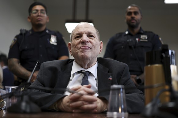 FILE - Harvey Weinstein appears in state court in Manhattan for his retrial on June 5, 2025 in New York. Weinstein was convicted of rape and other charges in 2022 by a Los Angeles jury. He was sentenc ...