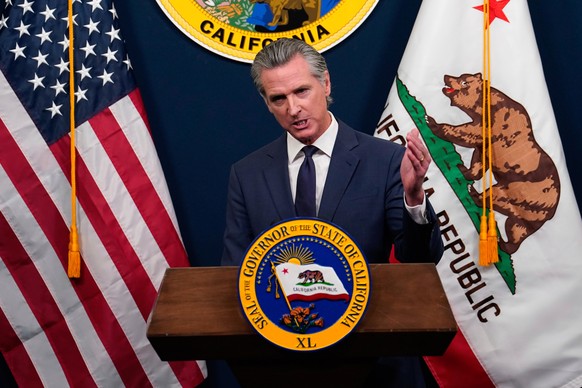 Calif. Gov. Gavin Newsom presents his revised 2025-2026 state budget during a news conference in Sacramento, Calif., Wednesday, May 14, 2025. (AP Photo/Rich Pedroncelli)
Gavin Newsom