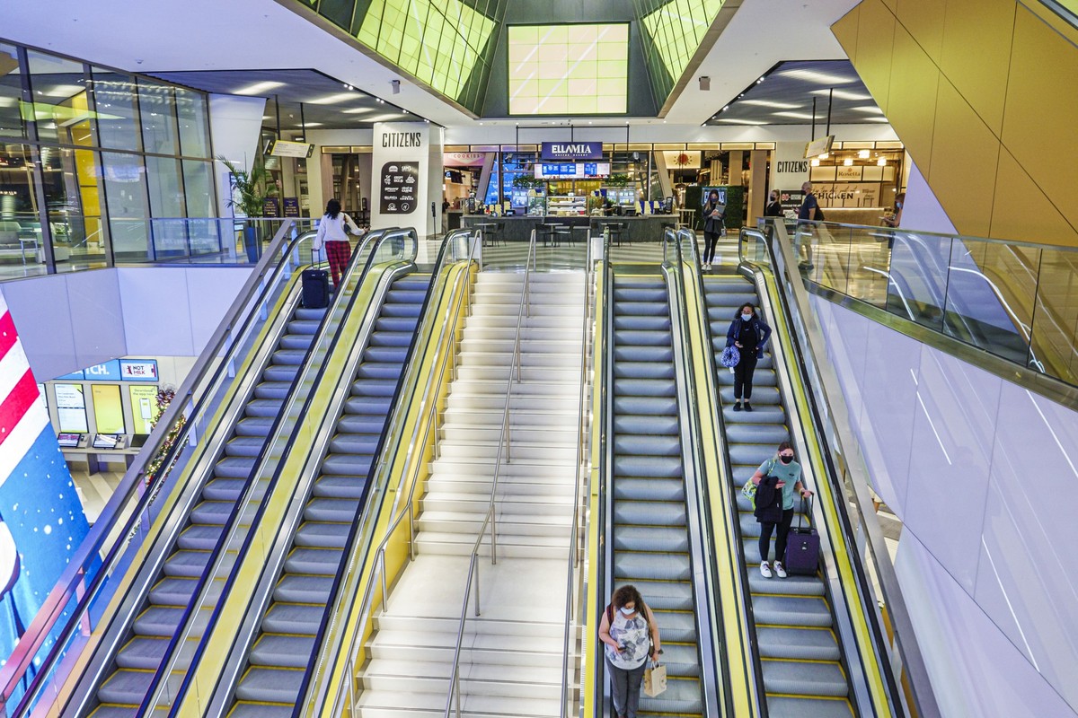 Miami, Florida, Brightline, MiamiCentral Station escalators. (Photo by: Jeffrey Greenberg/UCG/Universal Images Group via Getty Images)