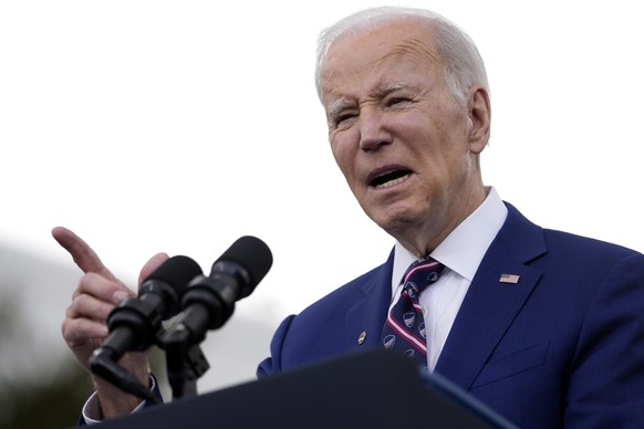 FILE - President Joe Biden speaks about jobs during a visit to semiconductor manufacturer Wolfspeed Inc., in Durham, N.C., Tuesday, March 28, 2023. Biden keeps seeing good economic news and bad public ...
