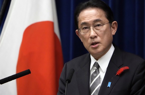 Japanese Prime Minister Fumio Kishida speaks during a news conference at the prime minister&#039;s official residence Thursday, Oct. 14, 2021, in Tokyo. Kishida dissolved the lower house of parliament ...