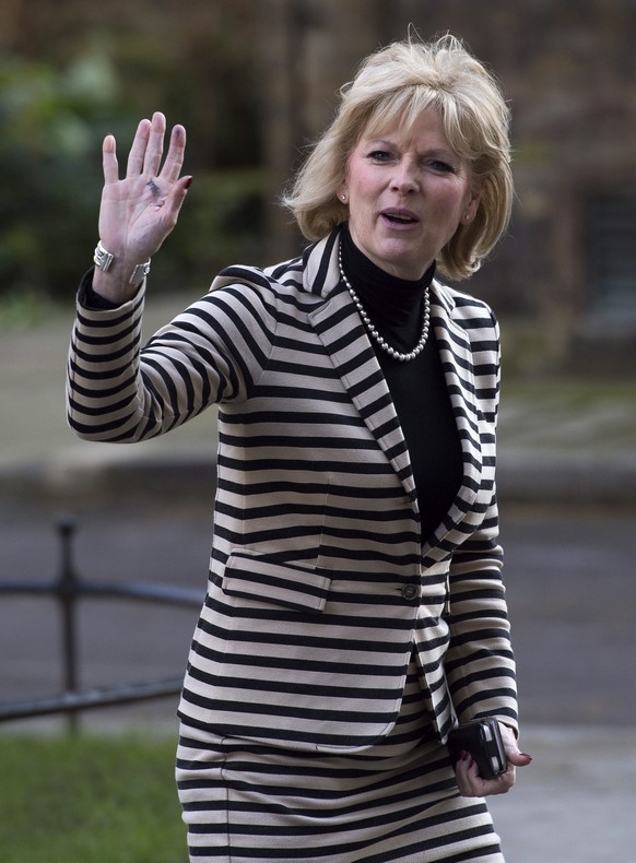 epa05237341 British Minister for Small Business, Industry and Enterprise, Anna Soubry, walks in Downing Street, London, Britain, 31 March 2016. British Prime Minister David Cameron chaired a meeting o ...