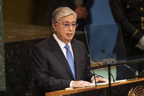 NY: 77th UN General Assembly Day 1 Kassym-Jomart Tokayev President of the Republic of Kazakhstan speaks at the 77th United Nations General Assembly at UN Headquarters in New York New York United Sta...