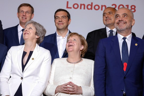 epa06878318 (L-R) Slovenia&#039;s Prime Minister Miro Cerar, British Prime Minister Theresa May, Greece&#039;s Prime Minister Alexis Tsipras, Germany&#039;s Chancellor Angela Merkel, Bulgaria&#039;s P ...