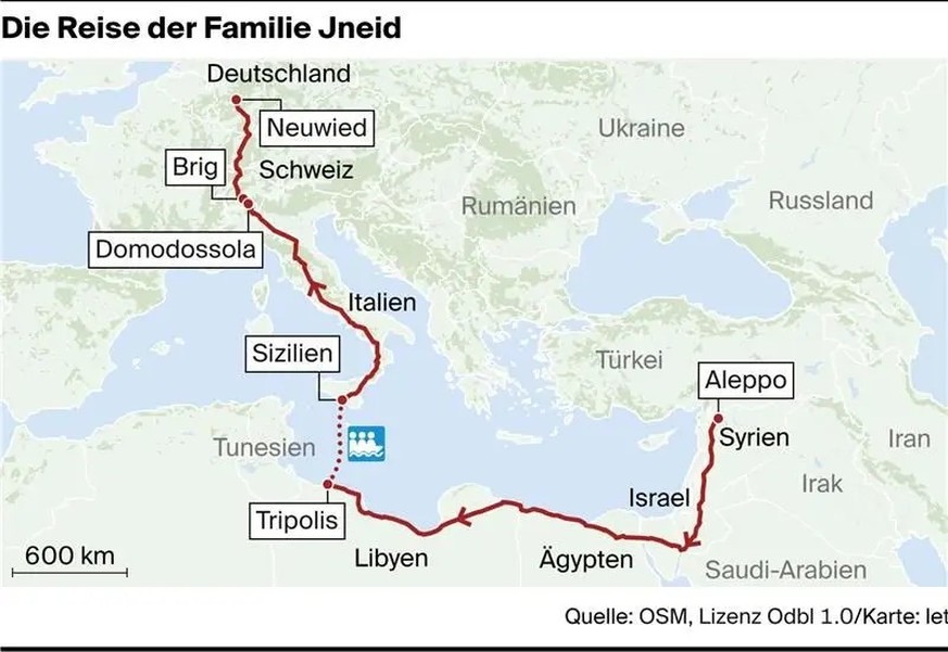 Die Reise der Familie Jneid (Karte)