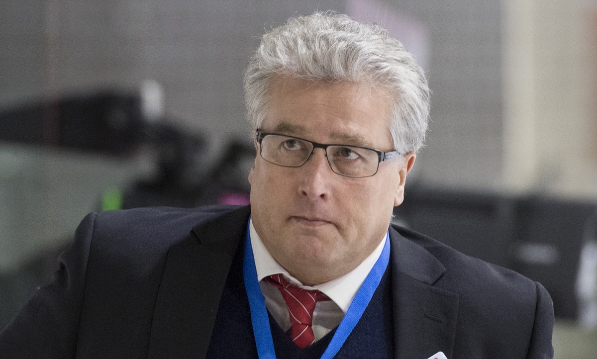 Head Coach Roger Bader from Austria during a international ice hockey game between Switzerland and Austria, at the Lucerne Cup in Lucerne, Switzerland, on Thursday, December 13, 2018. (KEYSTONE/Urs Fl ...