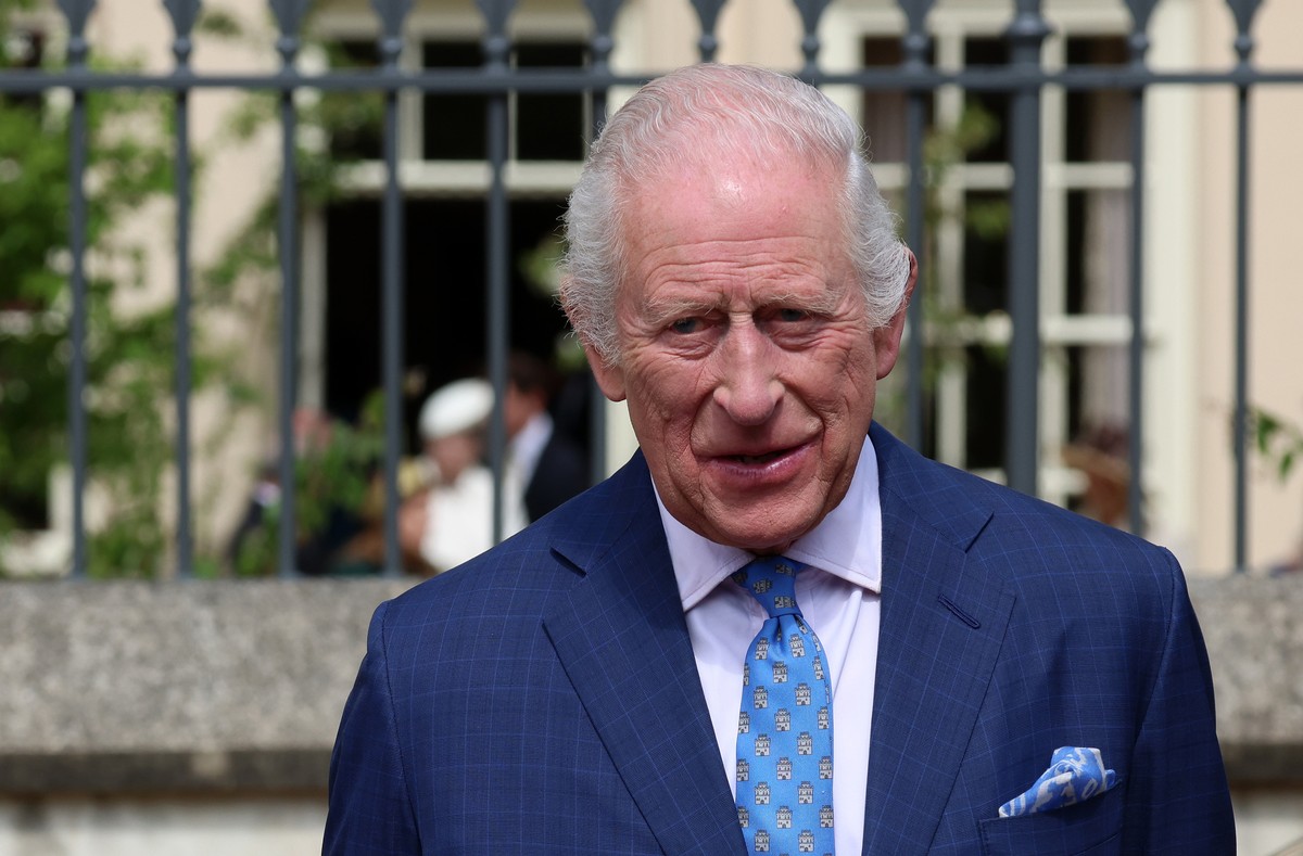 epa12042417 Britain?s King Charles III looks on following the Easter Service at Windsor Castle in Windsor, west of London, Britain, 20 April 2025. Members of the UK royal family attended the annual Ea ...