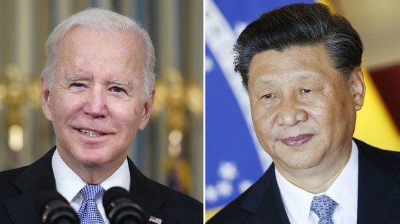 This combination image shows U.S. President Joe Biden in Washington, Nov. 6, 2021, and China&#039;s President Xi Jinping in Brasília, Brazil, Nov. 13, 2019. Biden and Xi will have a rare virtual encou ...