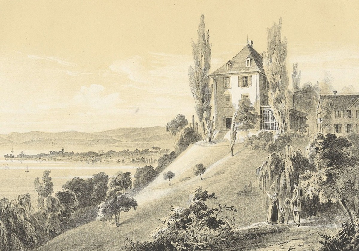 Louis-Napoléon quitta le château d’Arenenberg ...
https://commons.wikimedia.org/wiki/File:CH-NB_-_Grafiken_Orts-_und_Landschaftsansichten_-_GS-GRAF-ANSI-TG-123.tif
